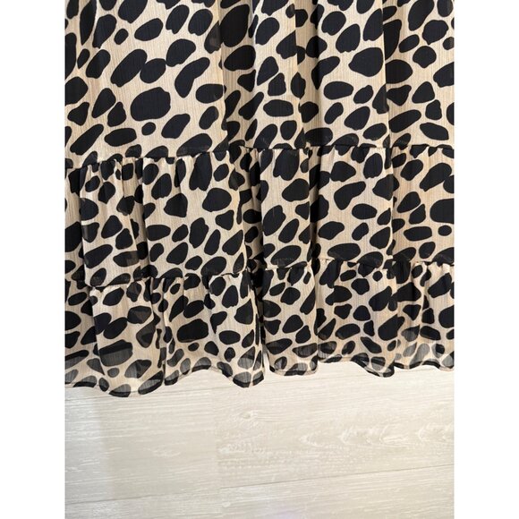 Loft Womens Black & Tan Leopard Print Tiered Top Button Front 3/4 Sleeves Size S - Picture 10 of 12